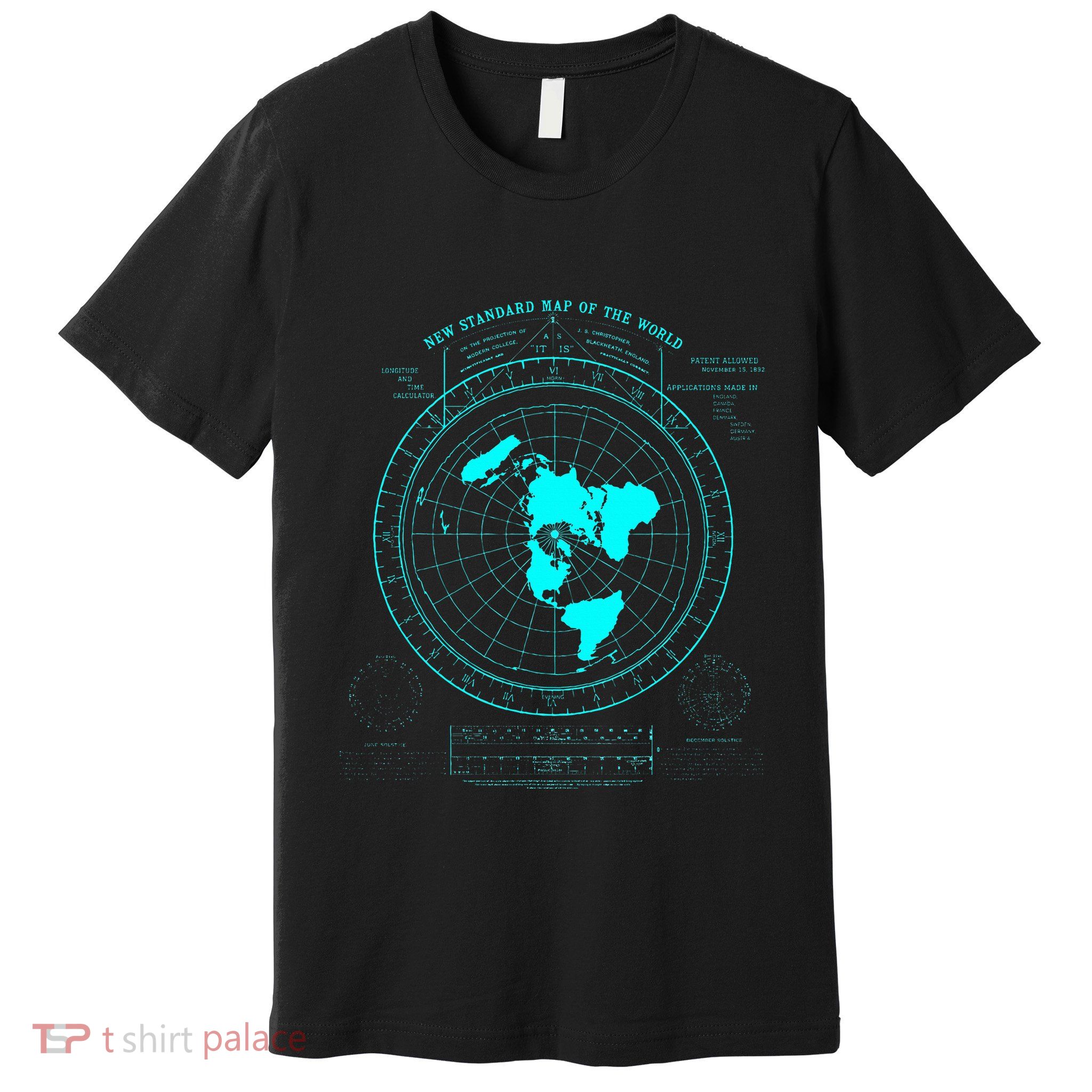 GleasonS New Standard Map Of The World Flat Earth Premium T-Shirt