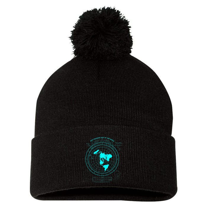 GleasonS New Standard Map Of The World Flat Earth Pom Pom 12in Knit Beanie