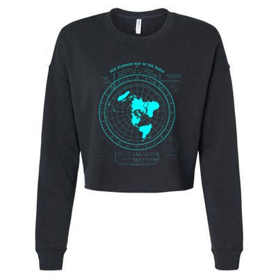 GleasonS New Standard Map Of The World Flat Earth Cropped Pullover Crew
