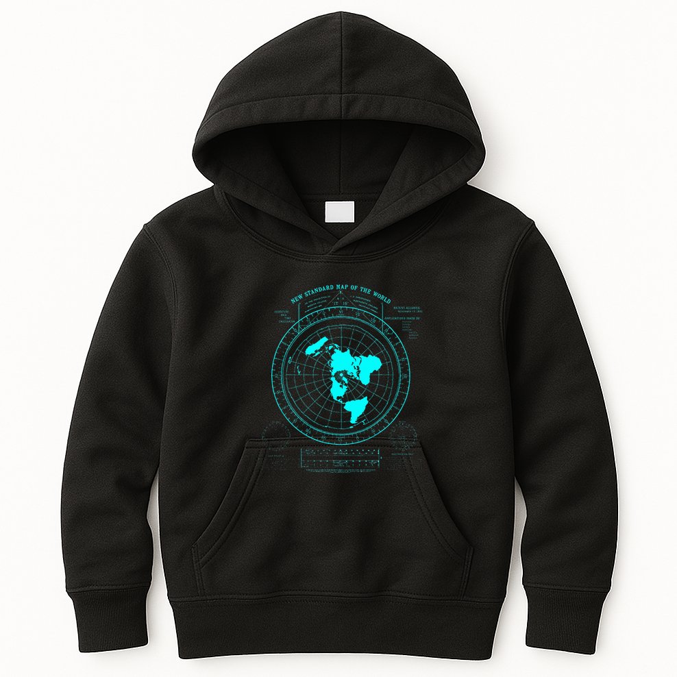 GleasonS New Standard Map Of The World Flat Earth Kids Hoodie