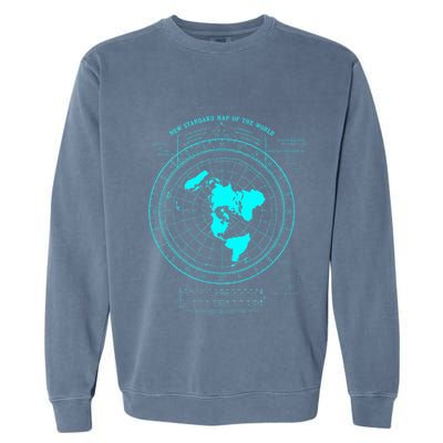 GleasonS New Standard Map Of The World Flat Earth Garment-Dyed Sweatshirt