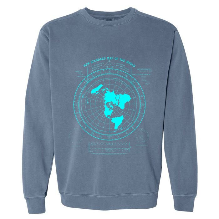 GleasonS New Standard Map Of The World Flat Earth Garment-Dyed Sweatshirt