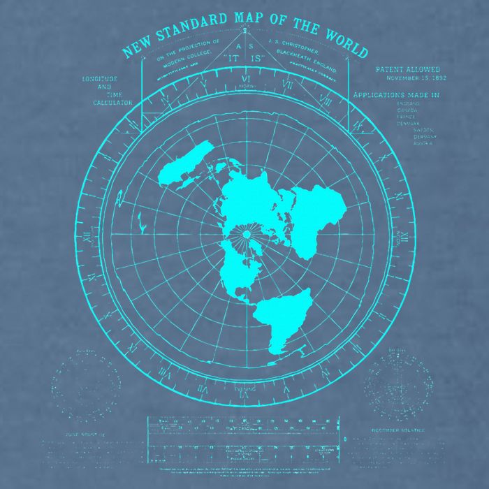 GleasonS New Standard Map Of The World Flat Earth Garment-Dyed Sweatshirt