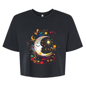 Galaxy Night Sky Moon Lunar Stars Sun Love Bella+Canvas Jersey Crop Tee