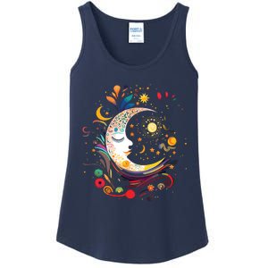 Galaxy Night Sky Moon Lunar Stars Sun Love Ladies Essential Tank