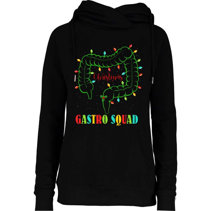 Gastro Nurse Squad Funny Christmas Lights Gastroenterologist Womens Funnel Neck Pullover Hood