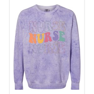 Groovy Nurse  School Nurse RN ICU ER Pediatric Colorblast Crewneck Sweatshirt