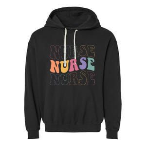 Groovy Nurse  School Nurse RN ICU ER Pediatric Garment-Dyed Fleece Hoodie