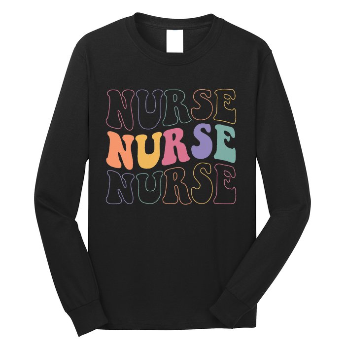 Groovy Nurse  School Nurse RN ICU ER Pediatric Long Sleeve Shirt