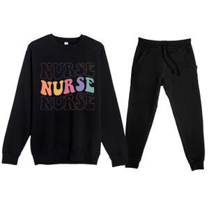 Groovy Nurse  School Nurse RN ICU ER Pediatric Premium Crewneck Sweatsuit Set