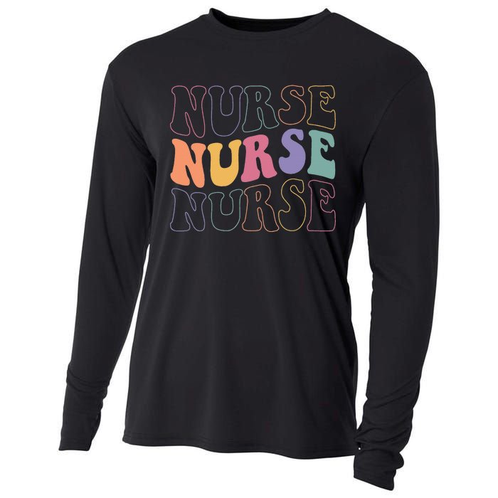 Groovy Nurse  School Nurse RN ICU ER Pediatric Cooling Performance Long Sleeve Crew