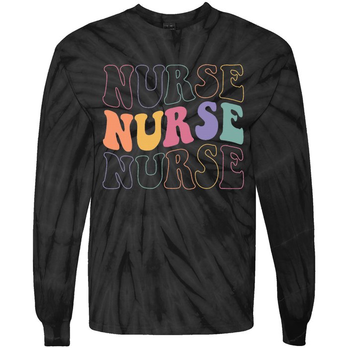 Groovy Nurse  School Nurse RN ICU ER Pediatric Tie-Dye Long Sleeve Shirt