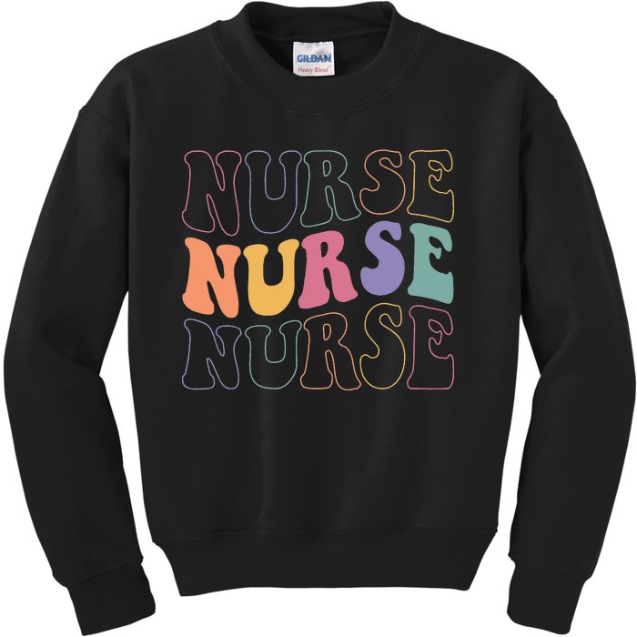 Groovy Nurse  School Nurse RN ICU ER Pediatric Kids Sweatshirt