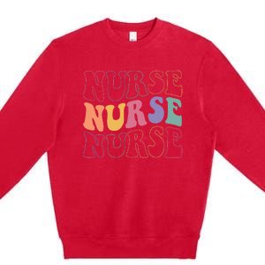 Groovy Nurse  School Nurse RN ICU ER Pediatric Premium Crewneck Sweatshirt