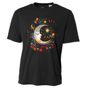 Galaxy Night Sky Moon Lunar Stars Sun Love Cooling Performance Crew T-Shirt