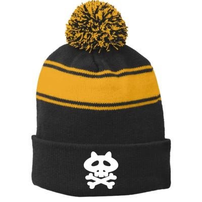 Gaki No Tsukai Batsu Game Dokuro Mark (White) Stripe Pom Pom Beanie