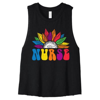 Groovy Nurse Tee  Future Nurse Appreciation Nursing Women's Racerback Cropped Tank