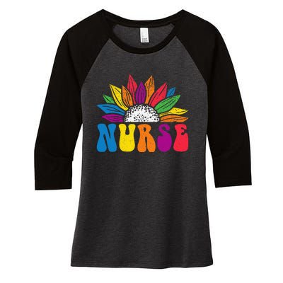 Groovy Nurse Tee  Future Nurse Appreciation Nursing Women's Tri-Blend 3/4-Sleeve Raglan Shirt