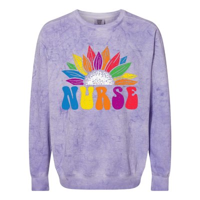 Groovy Nurse Tee Wo Future Nurse Appreciation Nursing Colorblast Crewneck Sweatshirt