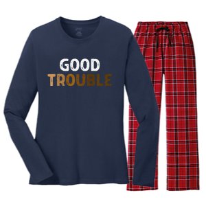 Good Necessary Trouble Voting Rights John Lewis Melanin Hbcu Premium Women's Long Sleeve Flannel Pajama Set 