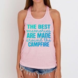 Glamping Nature Tent Camping Campfire Memories Mountain Gift Women's Knotted Racerback Tank