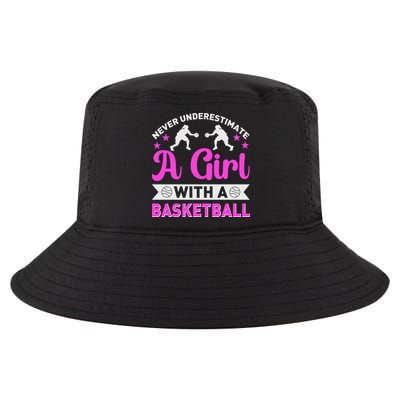 Girls Never Underestimate A Girl Who Plays Basketball Bball Cool Comfort Performance Bucket Hat
