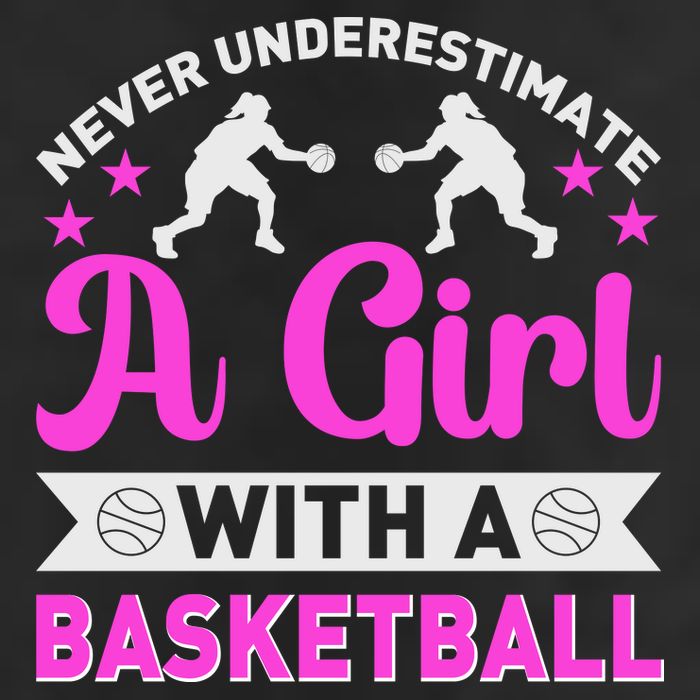 Girls Never Underestimate A Girl Who Plays Basketball Bball 7 Panel Mesh Trucker Snapback Hat