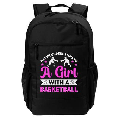 Girls Never Underestimate A Girl Who Plays Basketball Bball Backpack