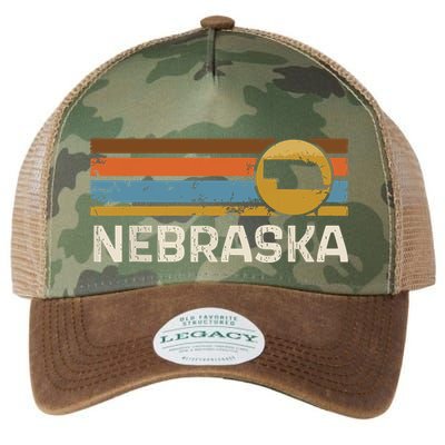 Graphic Nebraska Us State Map Vintage Retro Stripes Legacy Tie Dye Trucker Hat