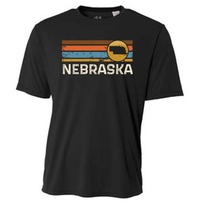 Graphic Nebraska Us State Map Vintage Retro Stripes Cooling Performance Crew T-Shirt