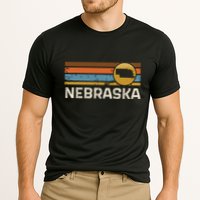 Graphic Nebraska Us State Map Vintage Retro Stripes Performance Shirt