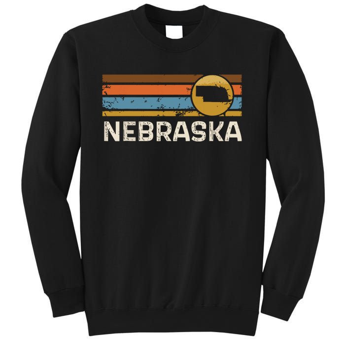 Graphic Nebraska Us State Map Vintage Retro Stripes Sweatshirt