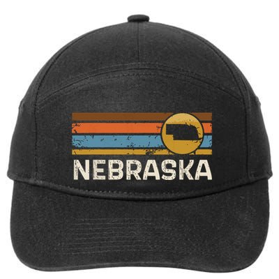 Graphic Nebraska Us State Map Vintage Retro Stripes 7-Panel Snapback Hat