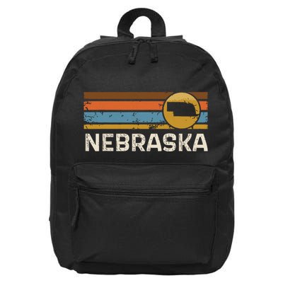 Graphic Nebraska Us State Map Vintage Retro Stripes 16 in Basic Backpack
