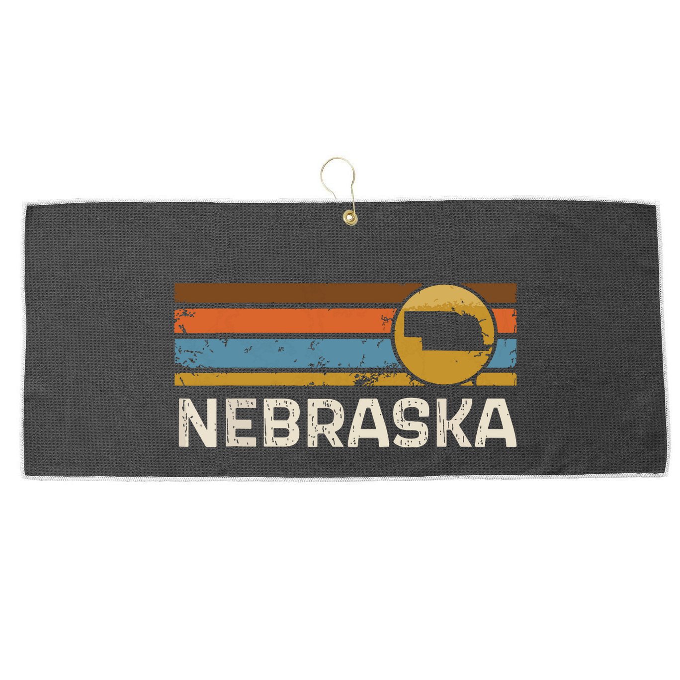 Graphic Nebraska Us State Map Vintage Retro Stripes Large Microfiber Waffle Golf Towel