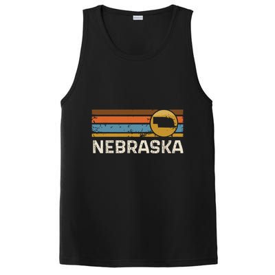 Graphic Nebraska Us State Map Vintage Retro Stripes PosiCharge Competitor Tank