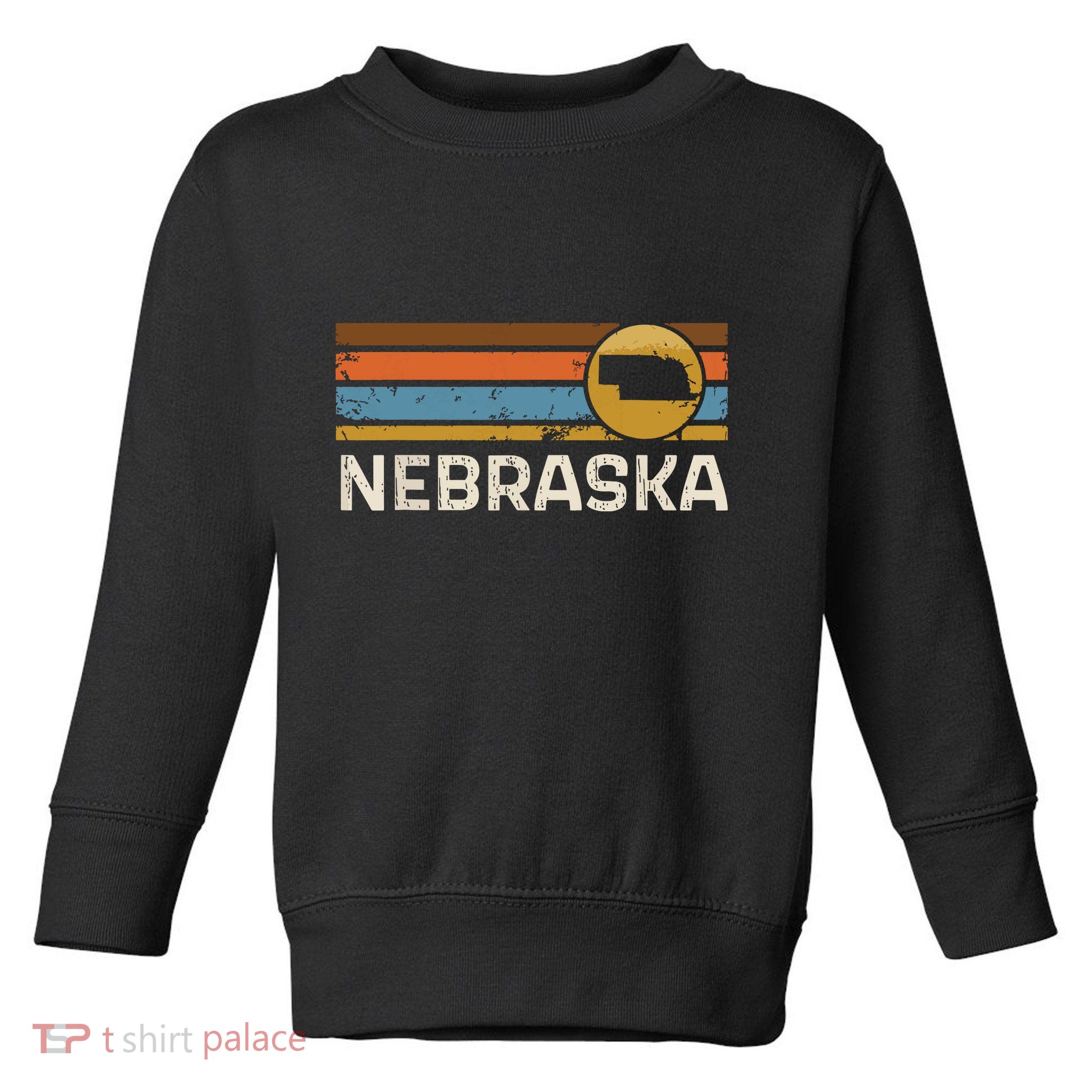 Graphic Nebraska Us State Map Vintage Retro Stripes Toddler Sweatshirt