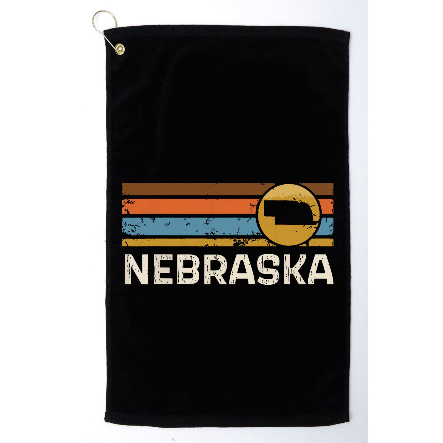Graphic Nebraska Us State Map Vintage Retro Stripes Golf Towel