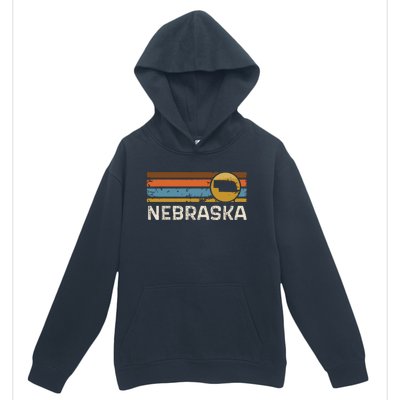 Graphic Nebraska Us State Map Vintage Retro Stripes Urban Pullover Hoodie