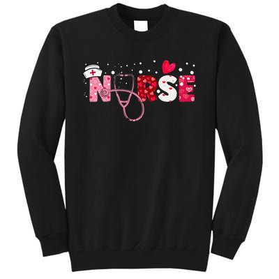 Girls  Nurses Valentines Day Gifts Hearts Stethoscope Tall Sweatshirt