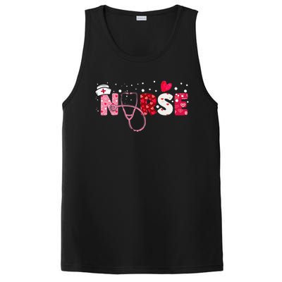 Girls  Nurses Valentines Day Gifts Hearts Stethoscope PosiCharge Competitor Tank