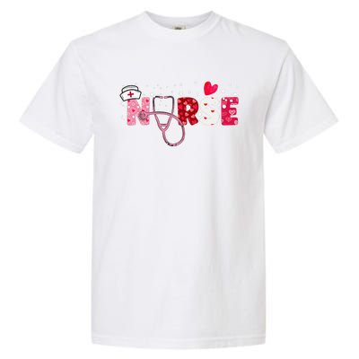 Girls  Nurses Valentines Day Gifts Hearts Stethoscope Garment-Dyed Heavyweight T-Shirt