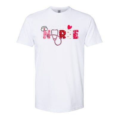 Girls  Nurses Valentines Day Gifts Hearts Stethoscope Softstyle CVC T-Shirt