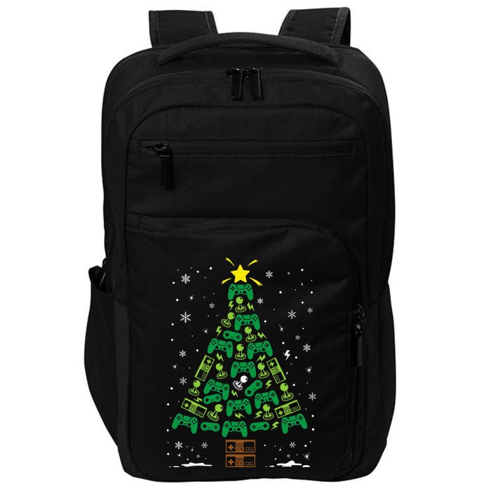 Gamer Nerd Video Game Lover Family Matching Christmas Tree Impact Tech Backpack