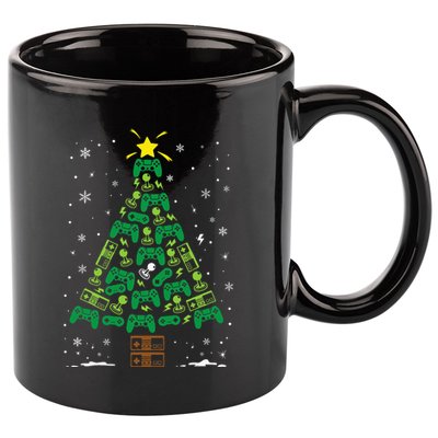 Gamer Nerd Video Game Lover Family Matching Christmas Tree 11oz C Handle Ceramic Mug