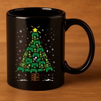 Gamer Nerd Video Game Lover Family Matching Christmas Tree 11oz C Handle Ceramic Mug