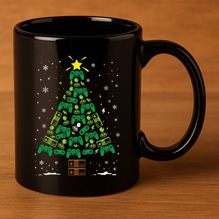 Gamer Nerd Video Game Lover Family Matching Christmas Tree 11oz C Handle Ceramic Mug