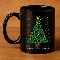 Gamer Nerd Video Game Lover Family Matching Christmas Tree 11oz C Handle Ceramic Mug