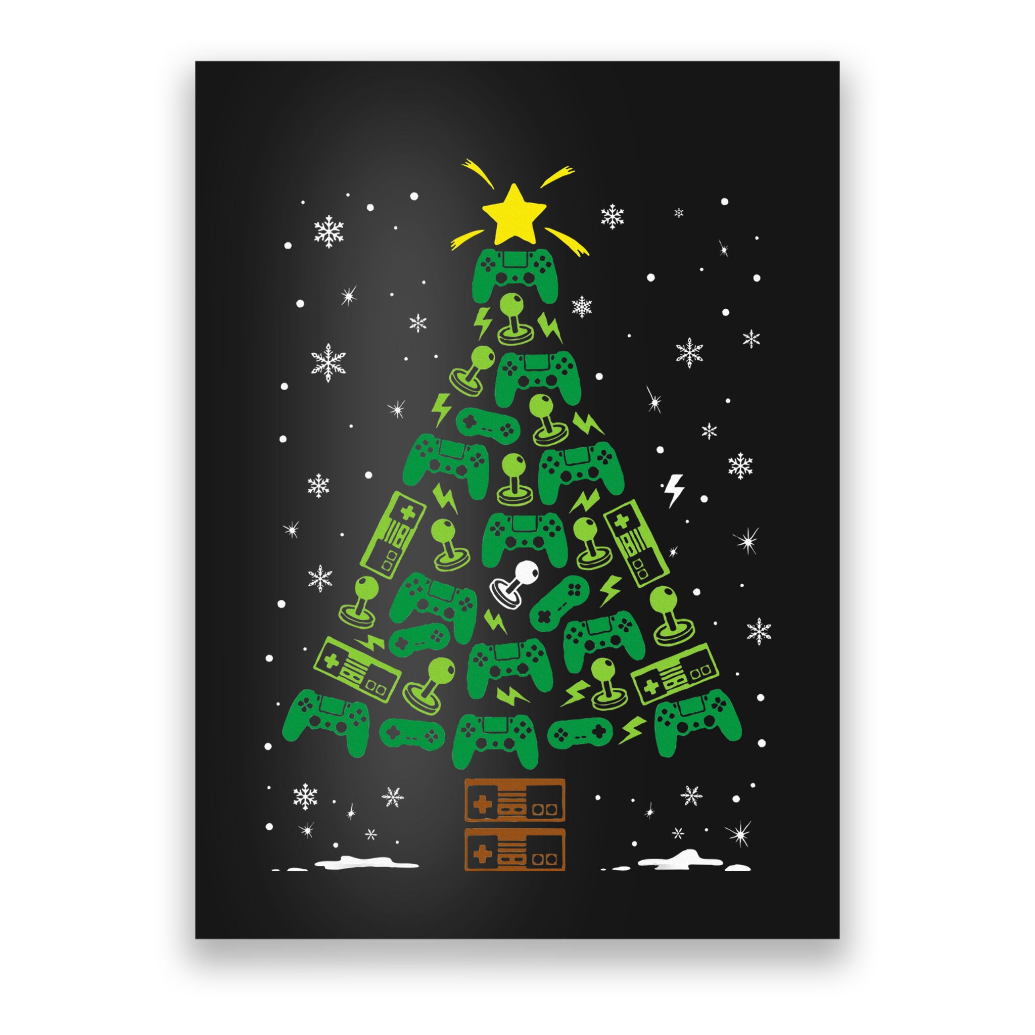 Gamer Nerd Video Game Lover Family Matching Christmas Tree Poster
