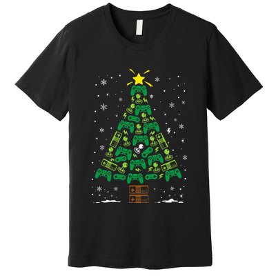 Gamer Nerd Video Game Lover Family Matching Christmas Tree Premium T-Shirt